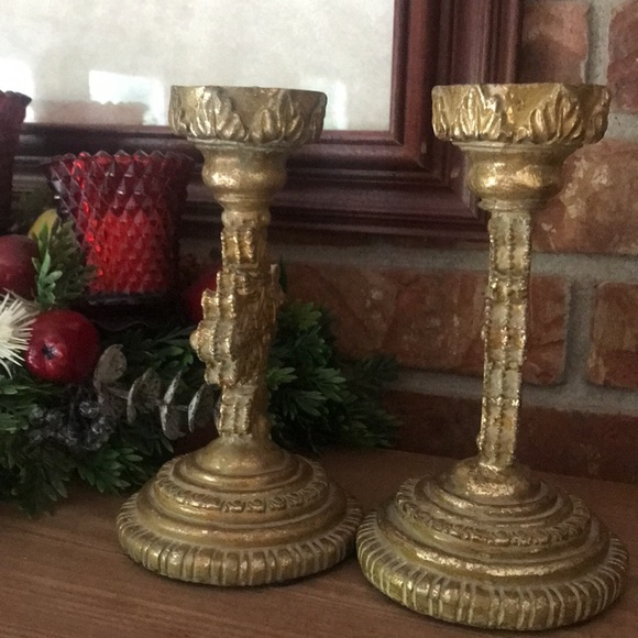 Rare Vintage Gold Cross Candle Holders Set - Picture 4 of 8